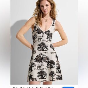 Simons Beige and Black Tree Print Mini Dress